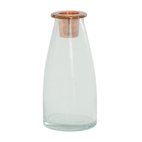 Clear Glass Candle Holder with Copper Taper Insert